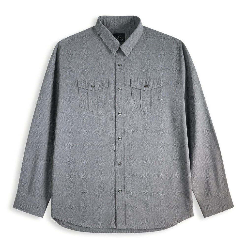 Prana Mens Gray Heathered Long Sleeve Button Down Utility Shirt XL-LRG 0568